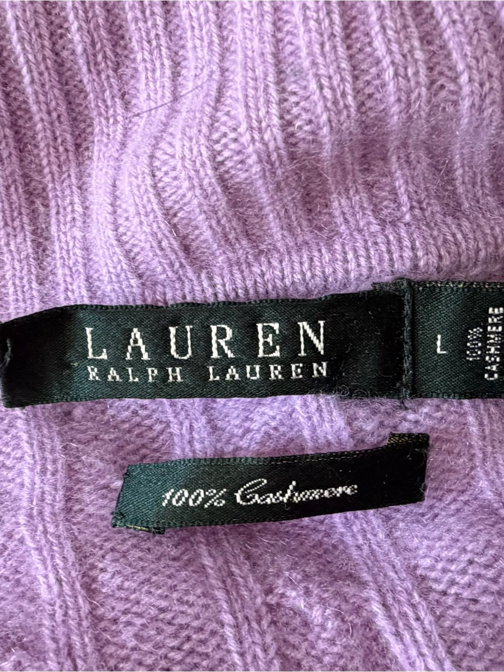 Ralph Lauren Lilac Cable Knit Turtleneck Sweater - Picture 2 of 4